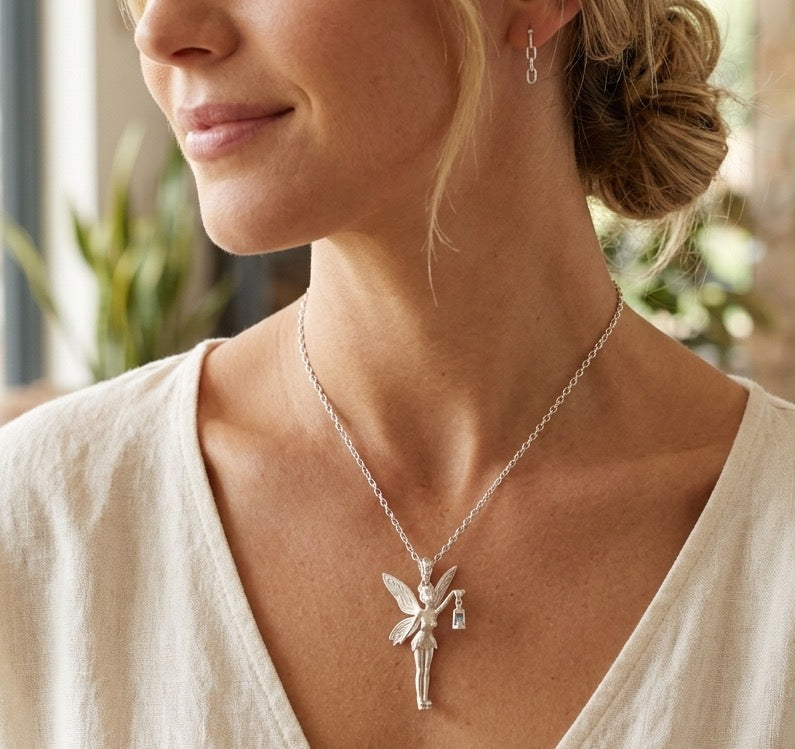 Pixie Dust | Dainty S925 Silver Fairy Charm Necklace for Ethereal Elegance