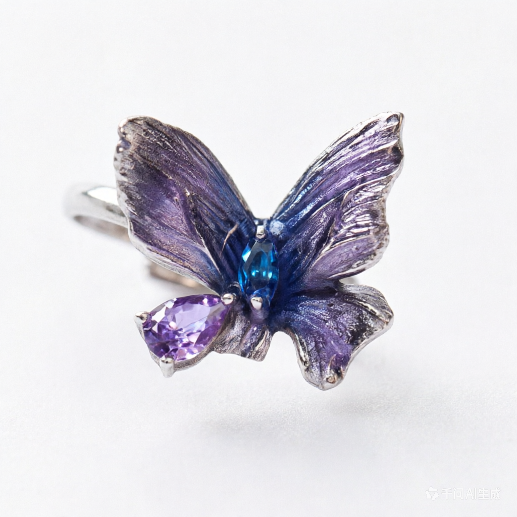 Ethereal Wing | Handcrafted 960 Silver & White Enamel Butterfly Ring