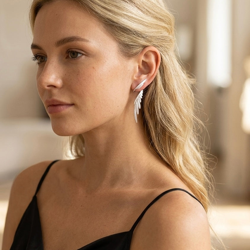 925 Sterling Silver Wing Stud Earrings