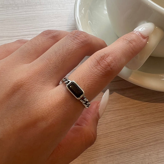 Vintage Silver Black Onyx Ring – Guardian Shadow
