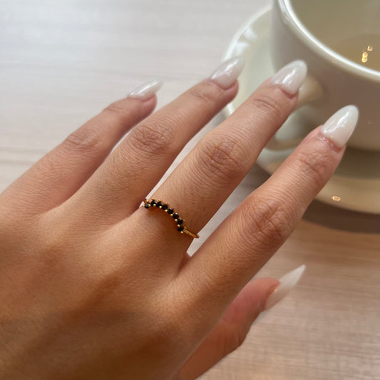 Black Zircon Ring – Midnight Glow