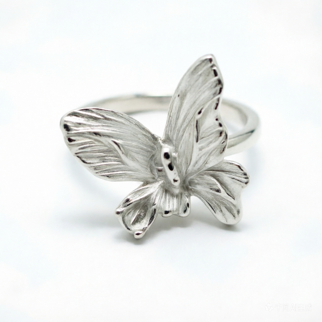 Ethereal Wing | Handcrafted 960 Silver & White Enamel Butterfly Ring