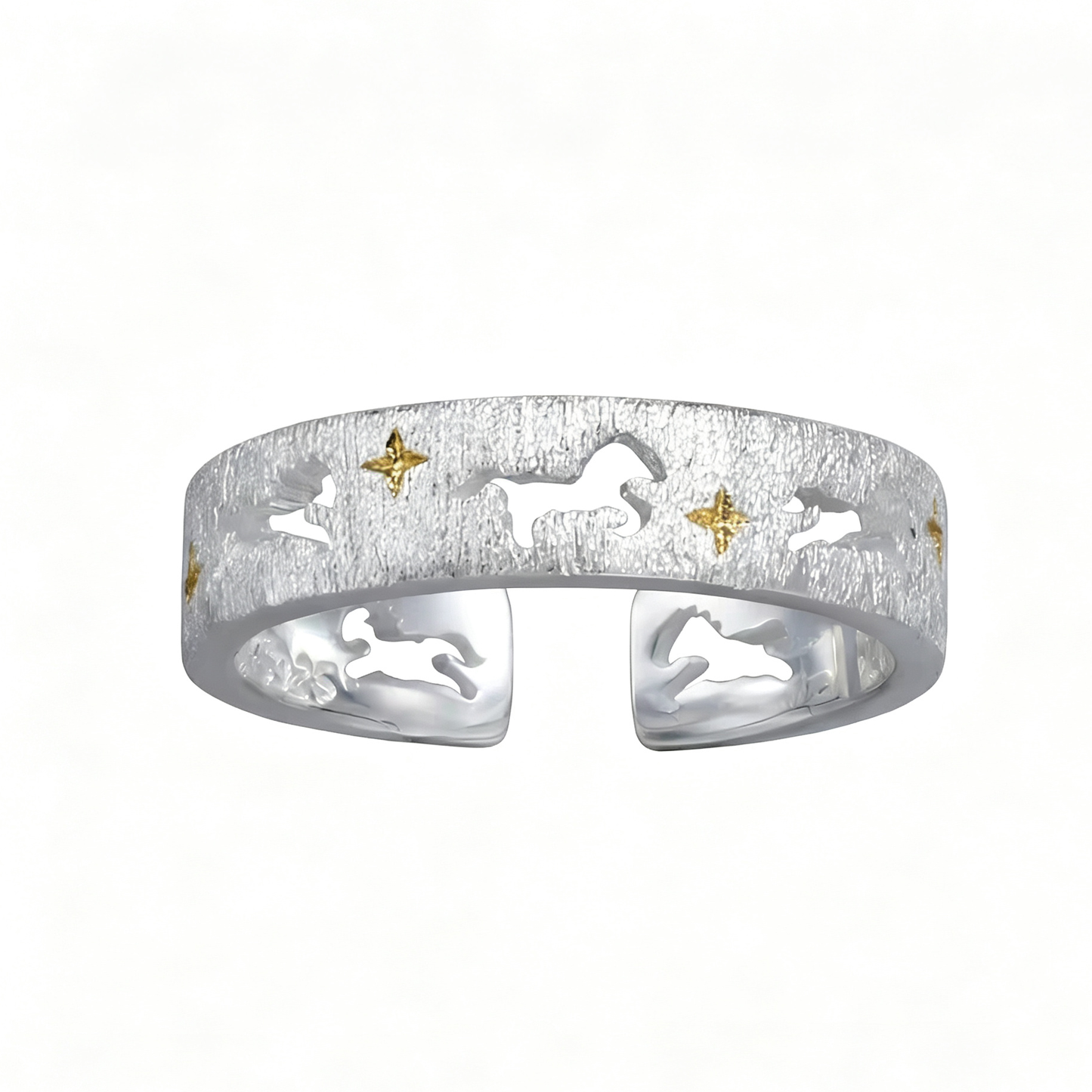 Star Carousel Sterling Silver Adjustable Ring