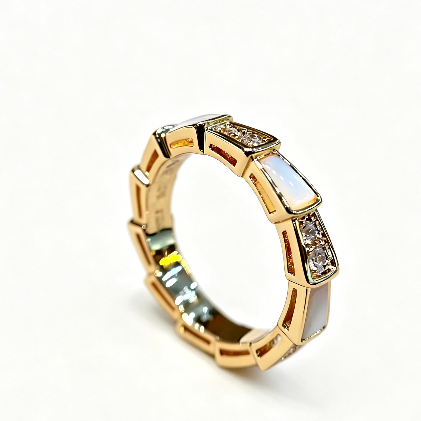 White Mother of Pearl Rose Gold Ring for Women