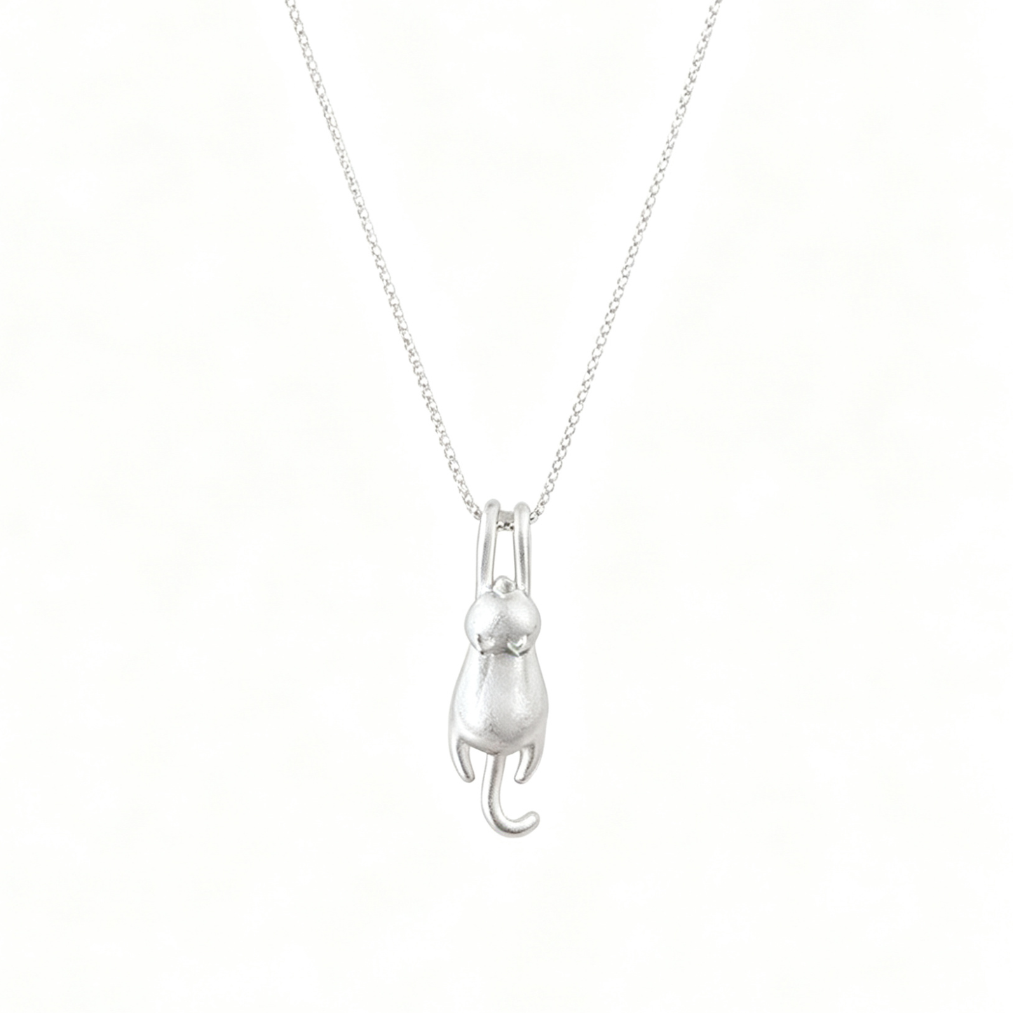 Minimal Cat Pendant Necklace in Sterling Silver