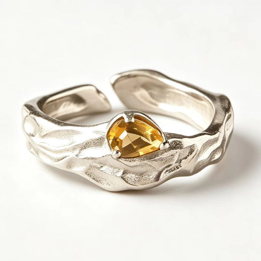 Natural Citrine Open Ring in Sterling Silver
