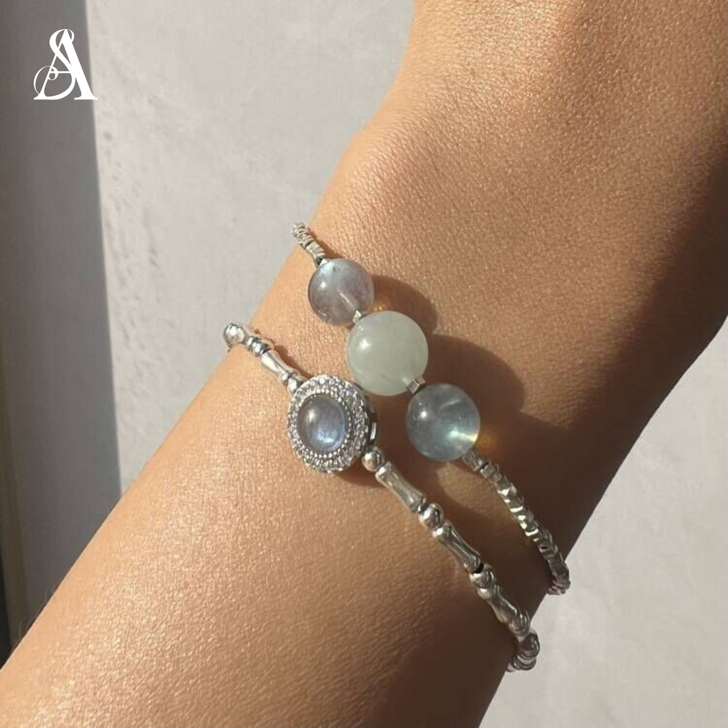 Aquamarine & Labradorite Bracelet-Compass of the Heart