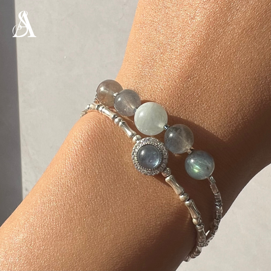 Aquamarine & Rose Quartz Bracelet – Gentle Sea Melody