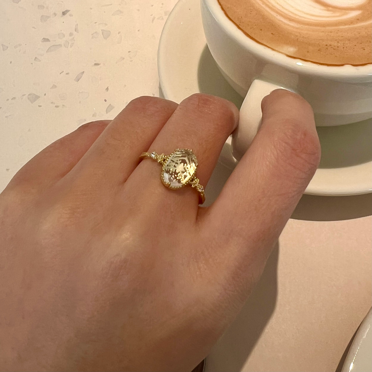 Champagne Quartz Ring – Whispering Light