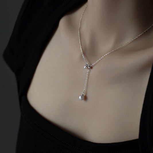 Silver Pearl Necklace – Calm Whisper