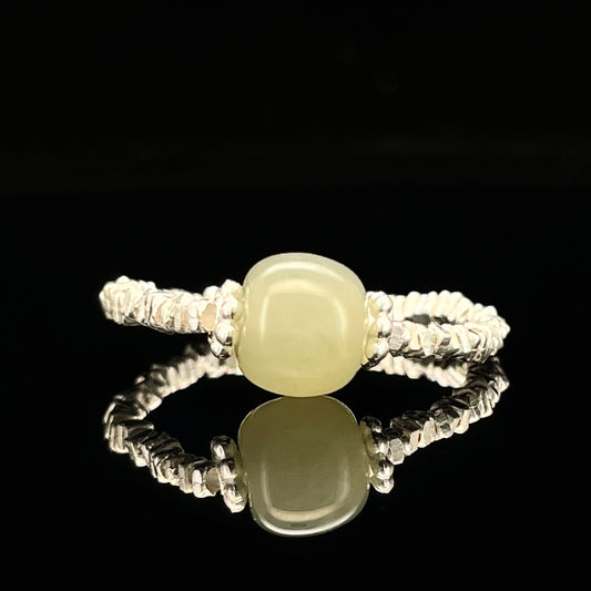 Hetian Jade Bead Ring – Gentle Calm