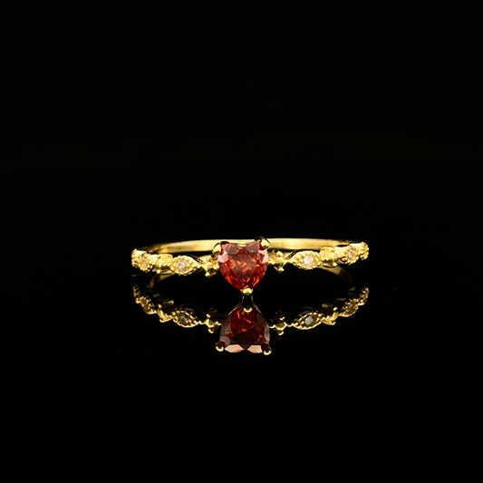 Garnet Heart Ring – Passion Whisper