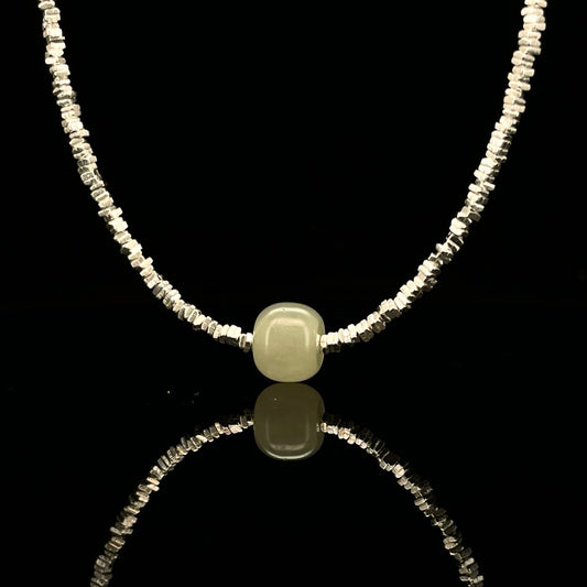 Silver Hetian Jade Bead Necklace – Gentle Balance