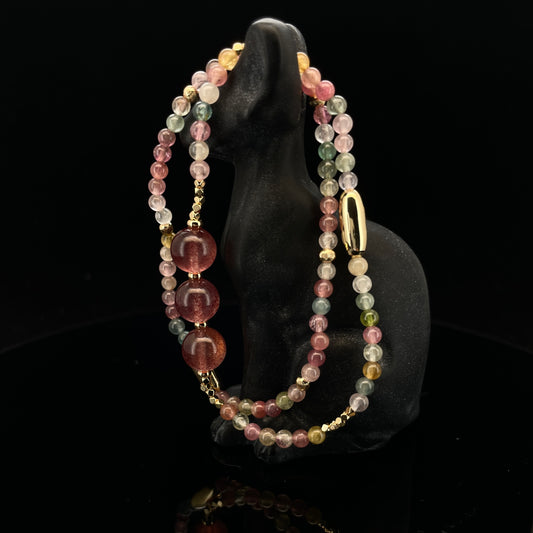 Strawberry Quartz & Tourmaline Bracelet – Renewal of Heart