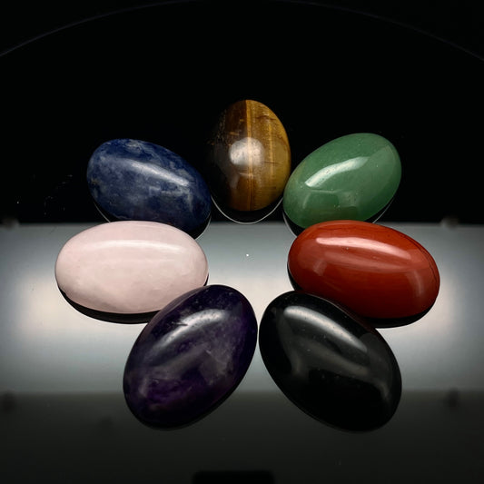 Natural Crystal Chakra Balance Set — Seven Polished Oval Healing Stones