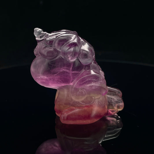 Natural Rainbow Fluorite Unicorn Carving (Baby)