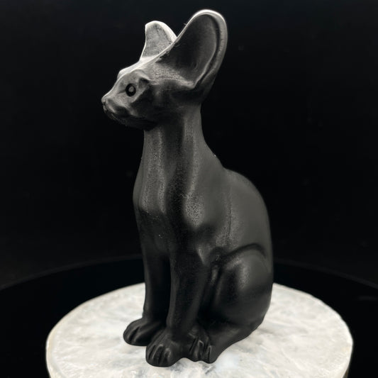 Natural Obsidian Egyptian Cat Carving
