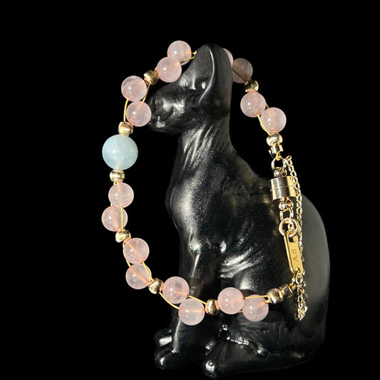 Rose & Aquamarine Bracelet – Calm & Gentle