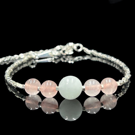 Rose Quartz & Aquamarine Bracelet – Calm & Love